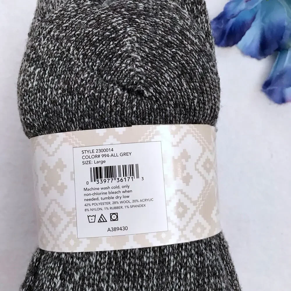 Muk Luks NWT 3 Pairs Pack Wool Blend Socks Adult L
